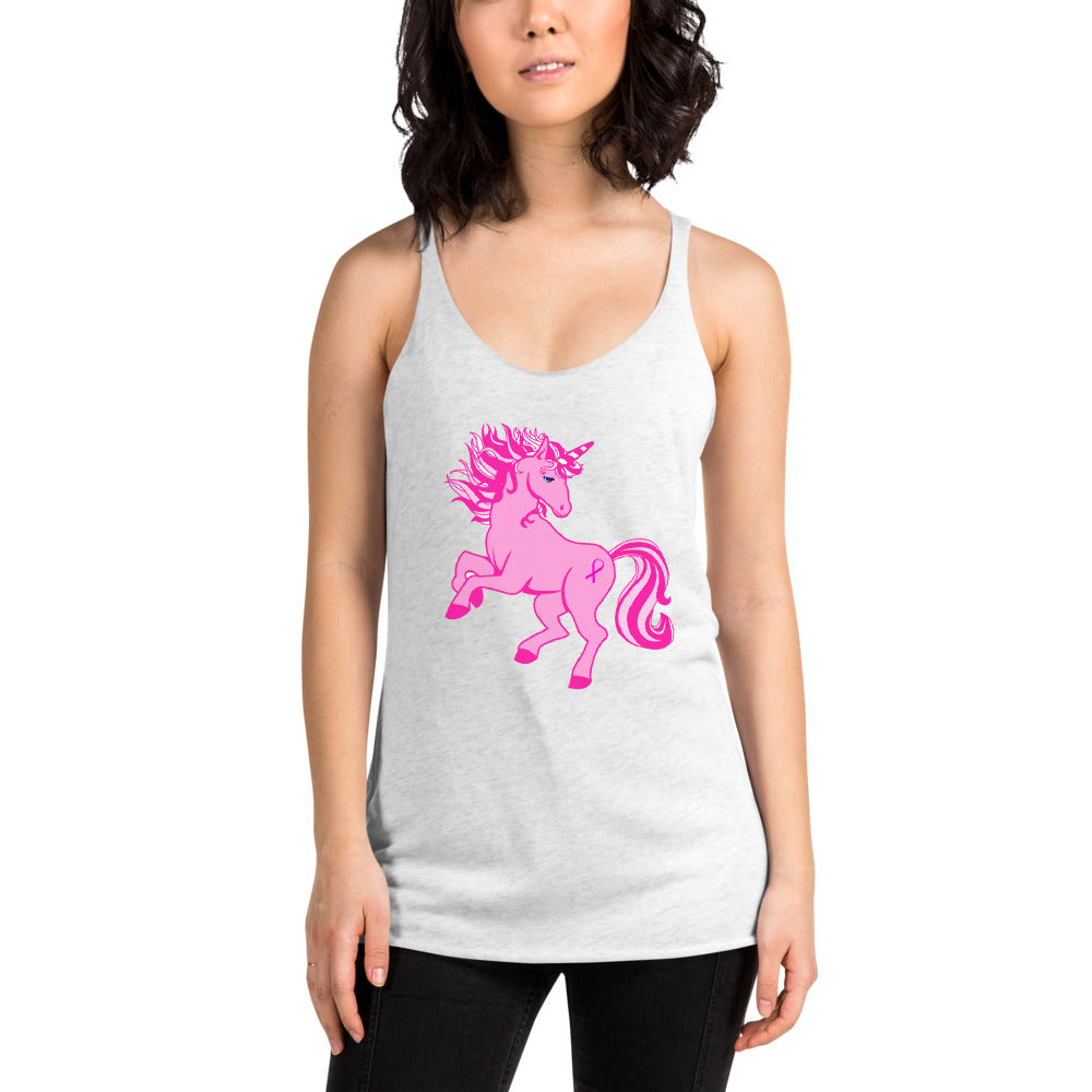 Pink Cancer Unicorn- Women's Racerback Tank