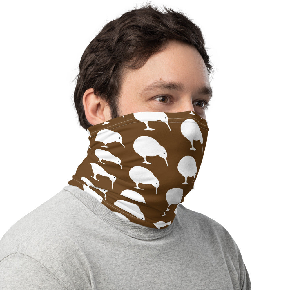 NZ Kiwi white brown - Neck Gaiter