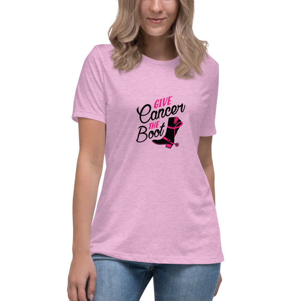 Give Cancer The Boot -- Womens Relaxed T Shirt