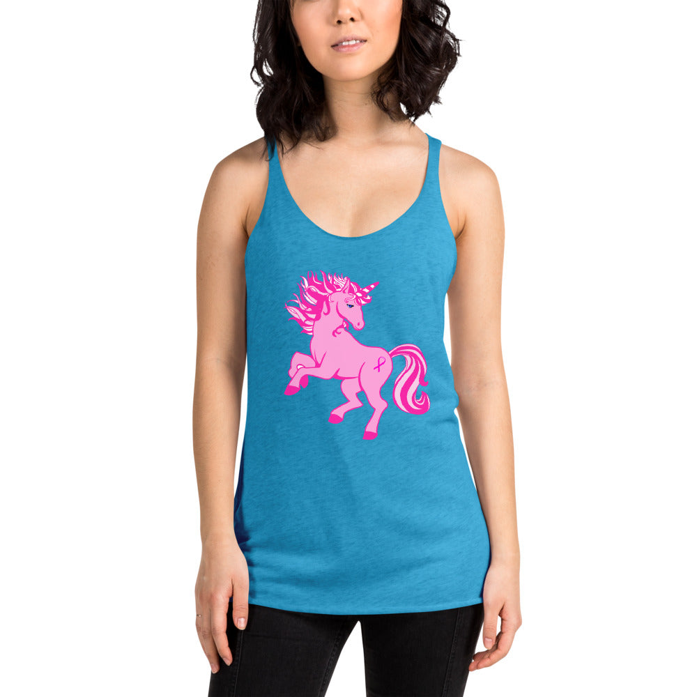 Pink Cancer Unicorn- Women's Racerback Tank