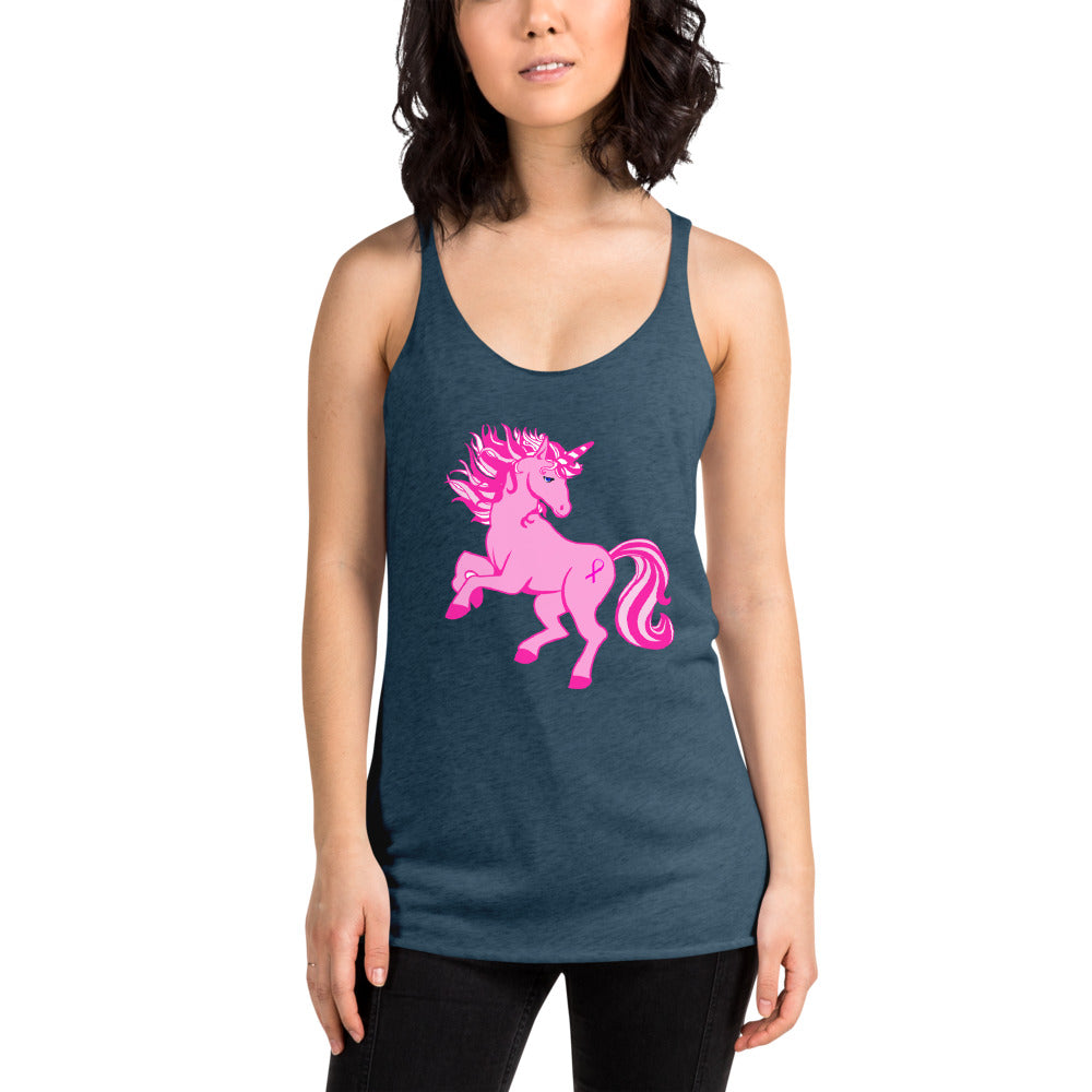 Pink Cancer Unicorn- Women's Racerback Tank