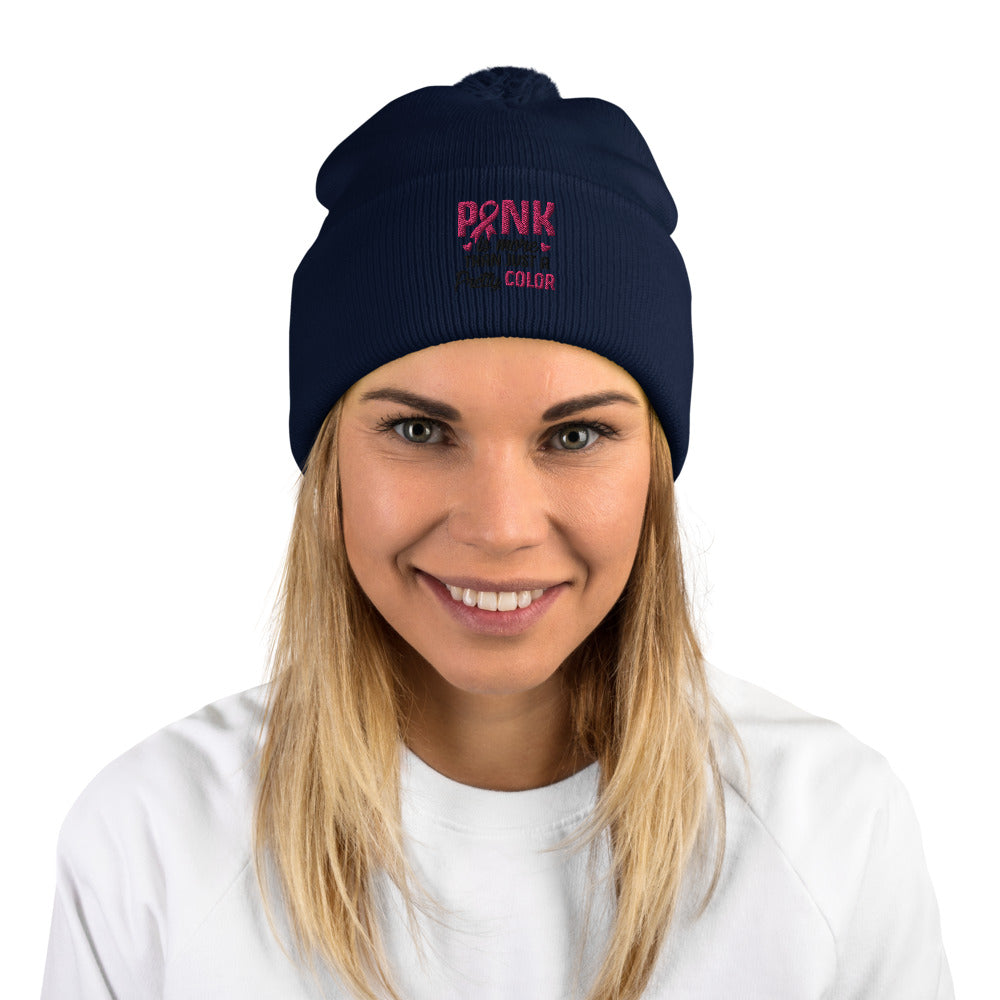 Pink More Than Just a Pretty Colour - Pom-Pom Beanie