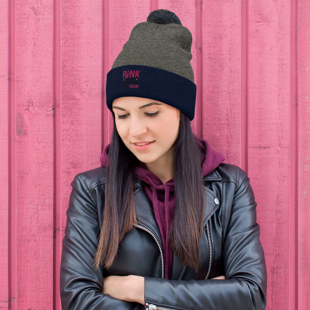 Pink More Than Just a Pretty Colour - Pom-Pom Beanie
