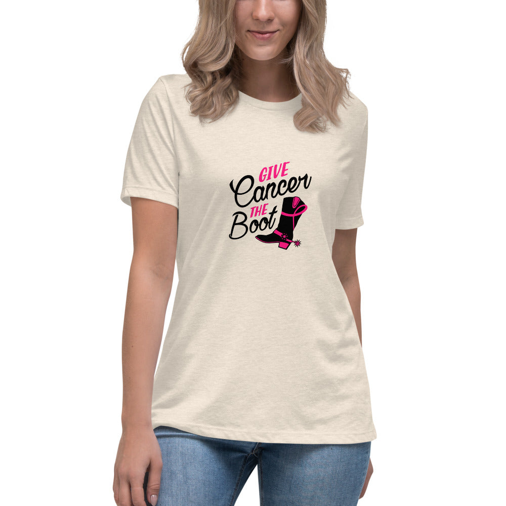 Give Cancer The Boot -- Womens Relaxed T Shirt