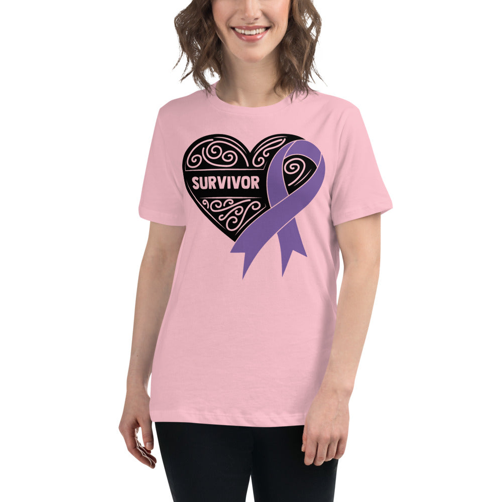 Survivor Black all Cancers -- Womens Relaxed T Shirt