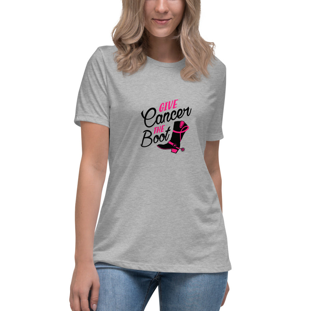 Give Cancer The Boot -- Womens Relaxed T Shirt