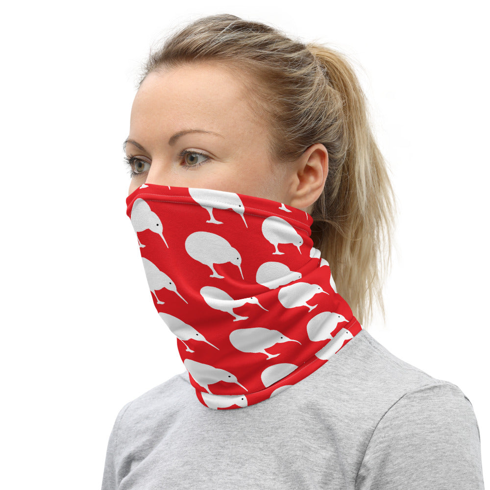 NZ Kiwi white Red - Neck Gaiter