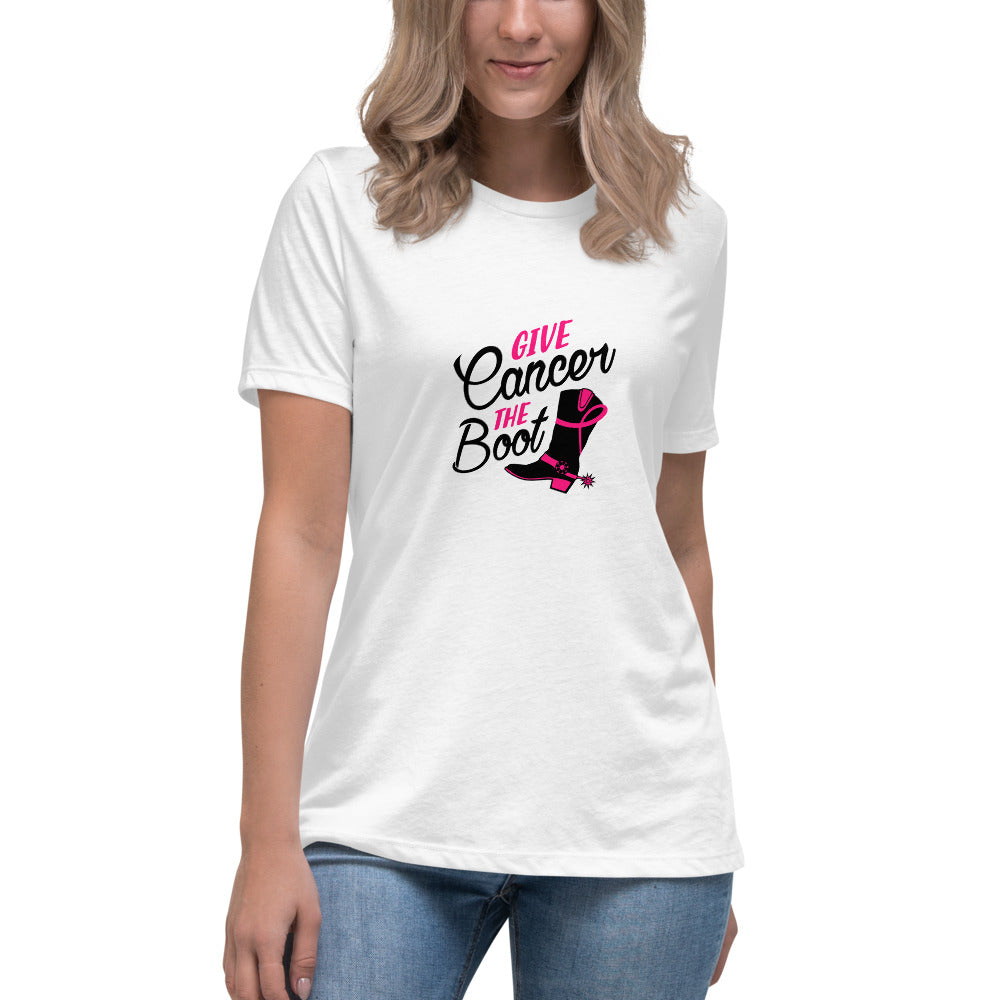 Give Cancer The Boot -- Womens Relaxed T Shirt