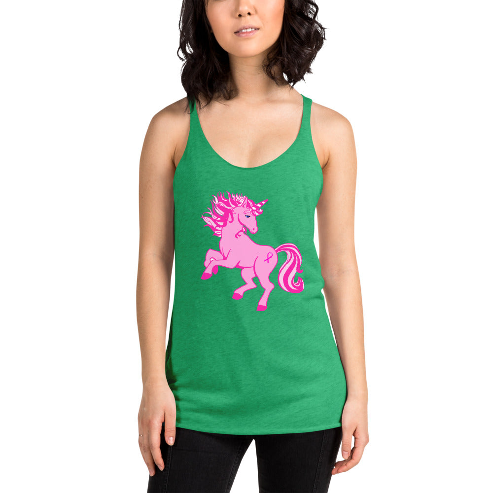 Pink Cancer Unicorn- Women's Racerback Tank