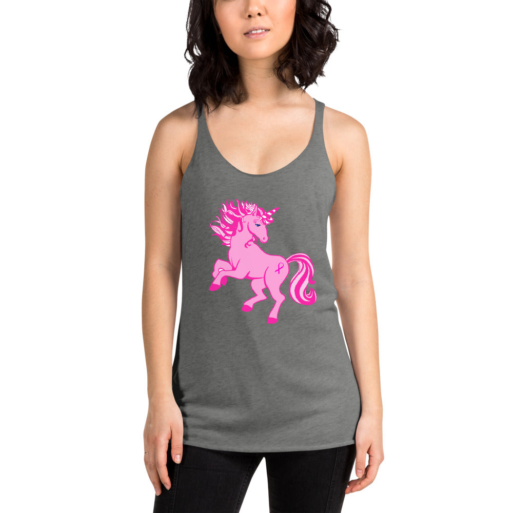 Pink Cancer Unicorn- Women's Racerback Tank
