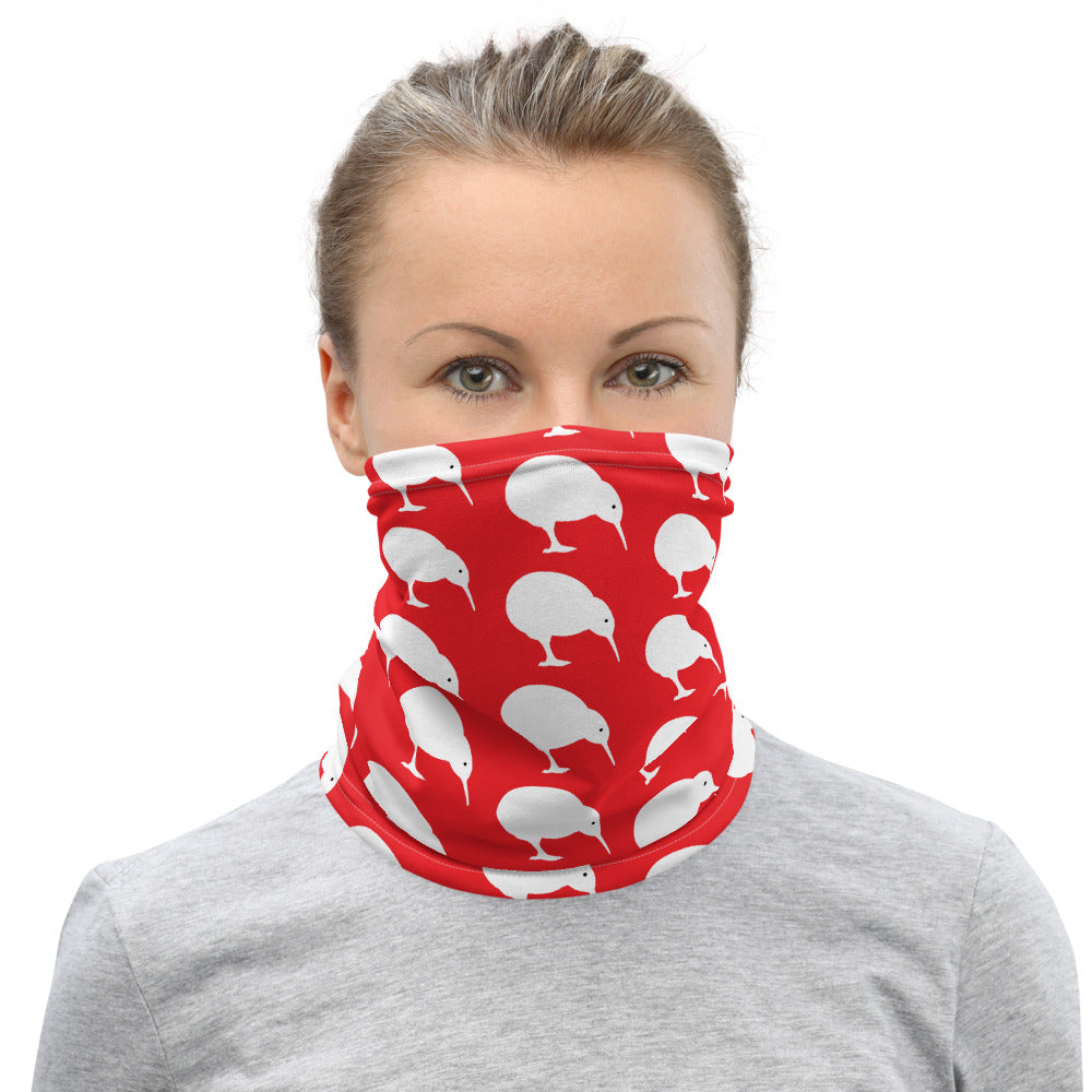 NZ Kiwi white Red - Neck Gaiter