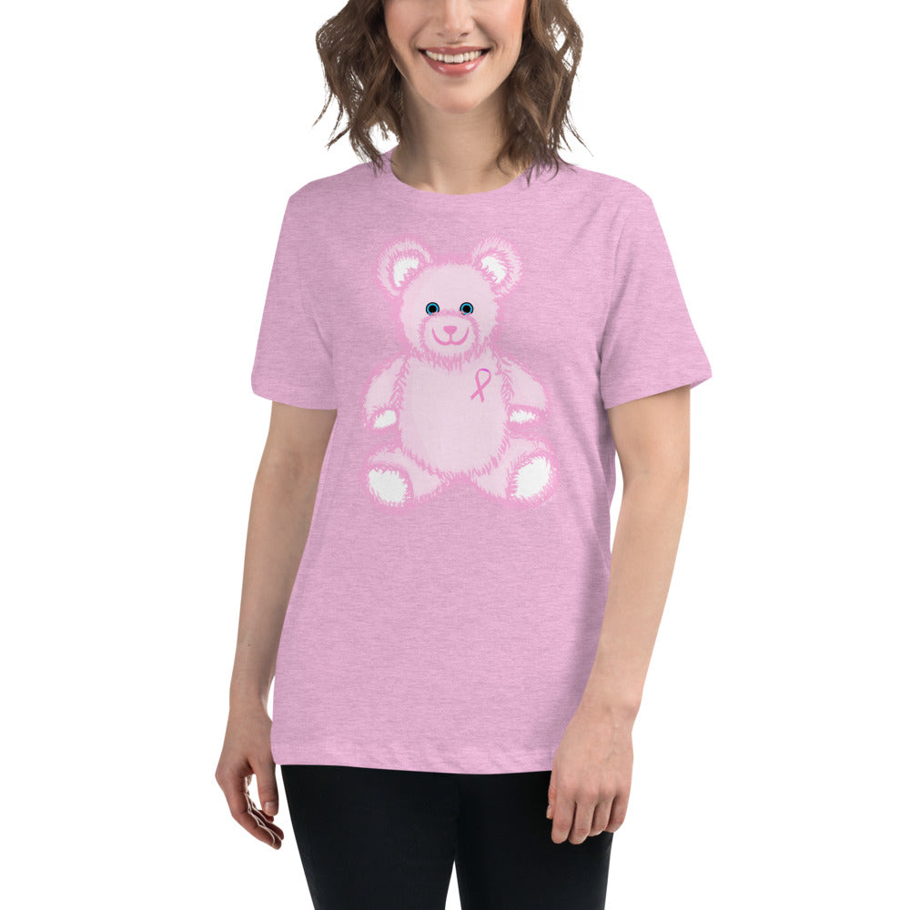 Pink Cancer Bear -- Womens Relaxed T Shirt