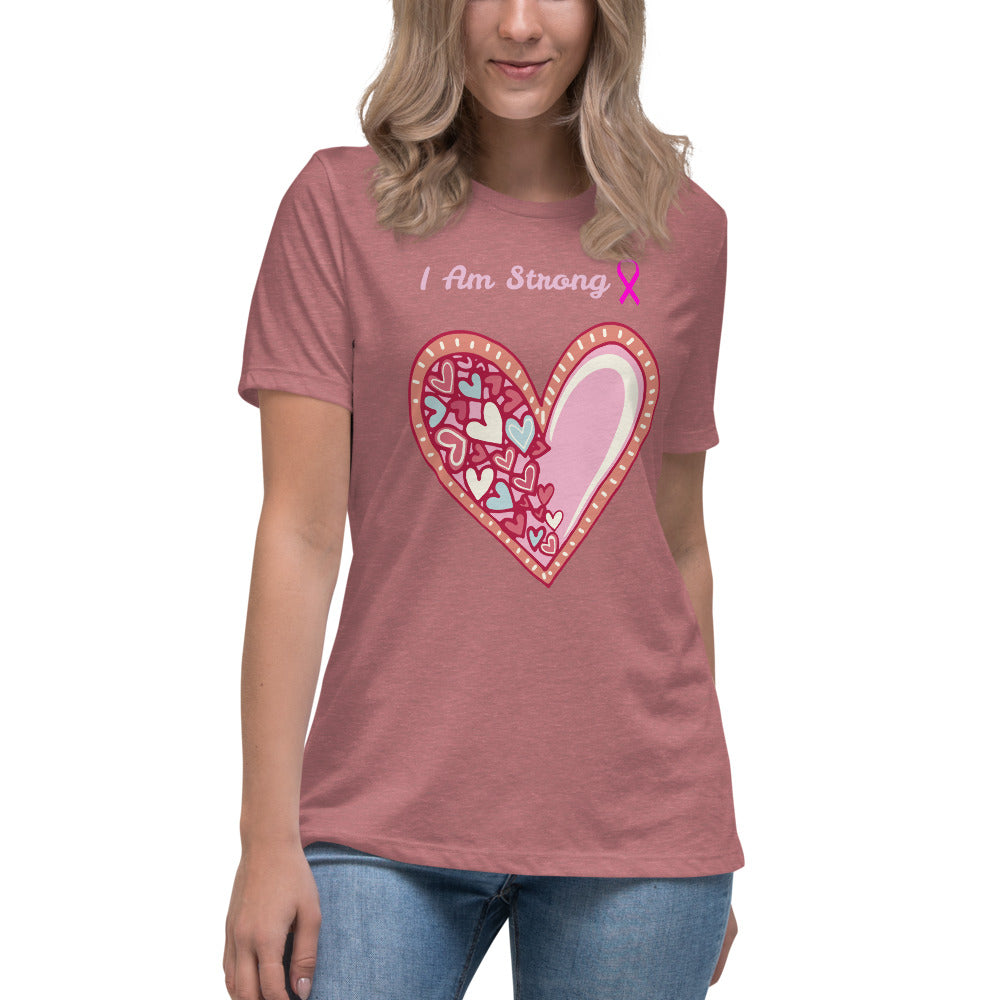 I am strong pink heart - Women's Relaxed T-Shirt
