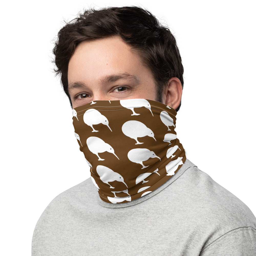 NZ Kiwi white brown - Neck Gaiter