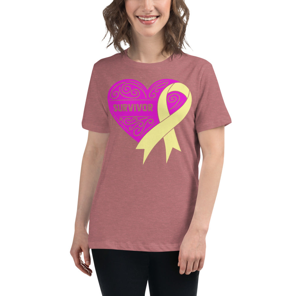 Survivor Pink Bone and Sarcoma Cancer -- Womens Relaxed T Shirt