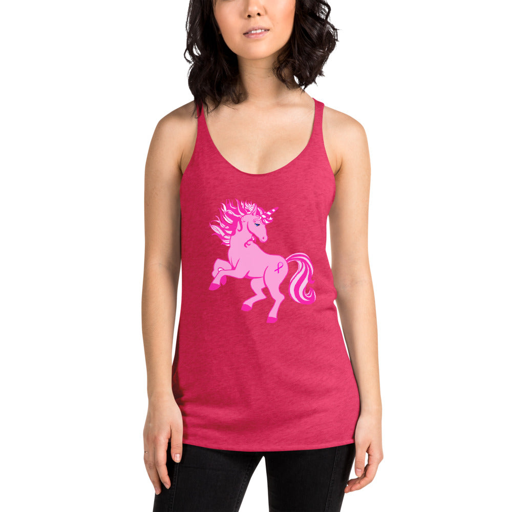 Pink Cancer Unicorn- Women's Racerback Tank