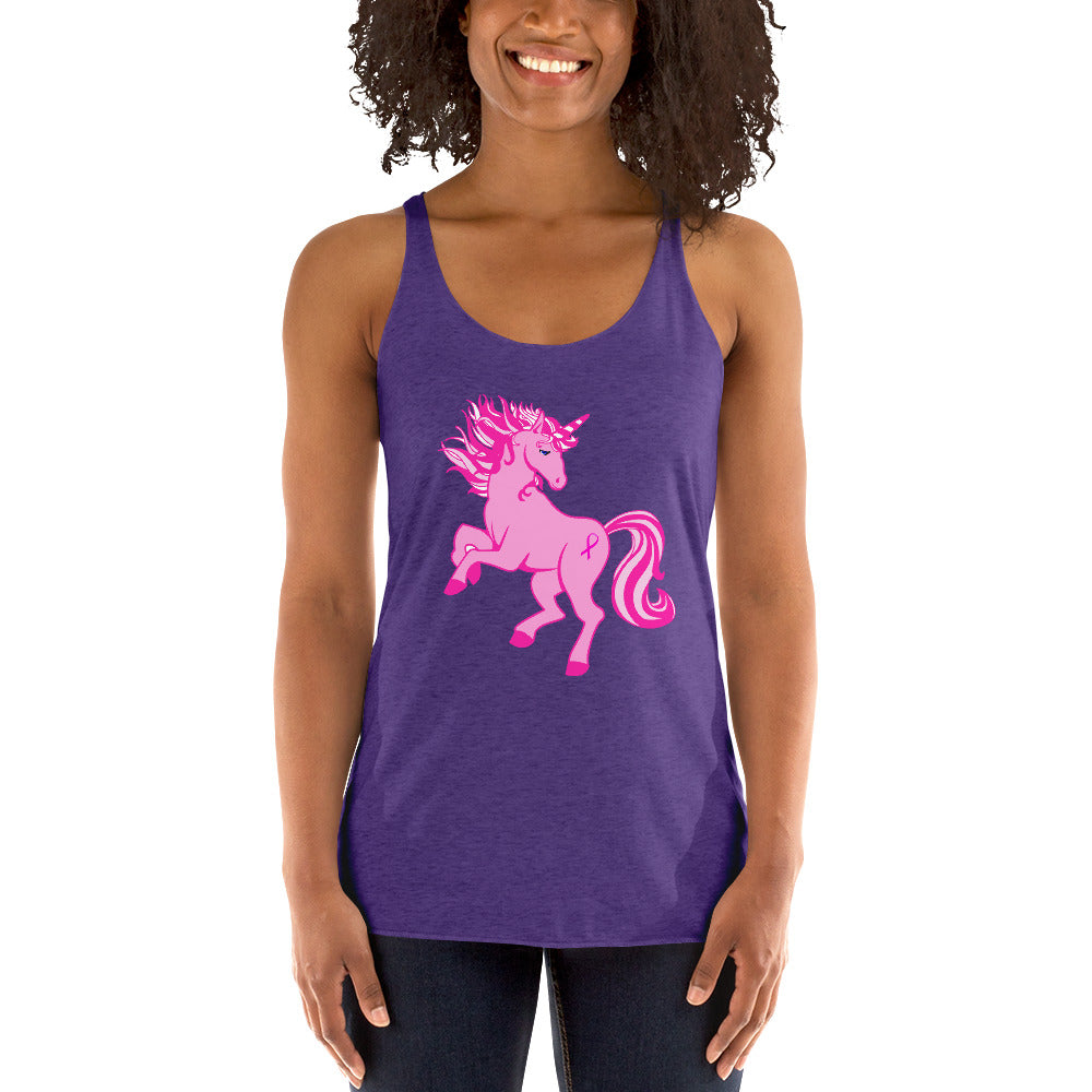 Pink Cancer Unicorn- Women's Racerback Tank