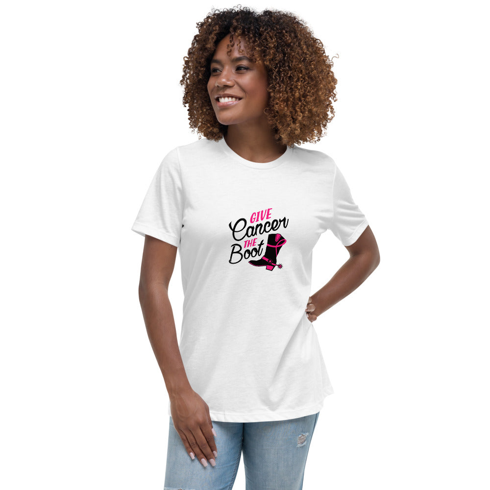Give Cancer The Boot -- Womens Relaxed T Shirt