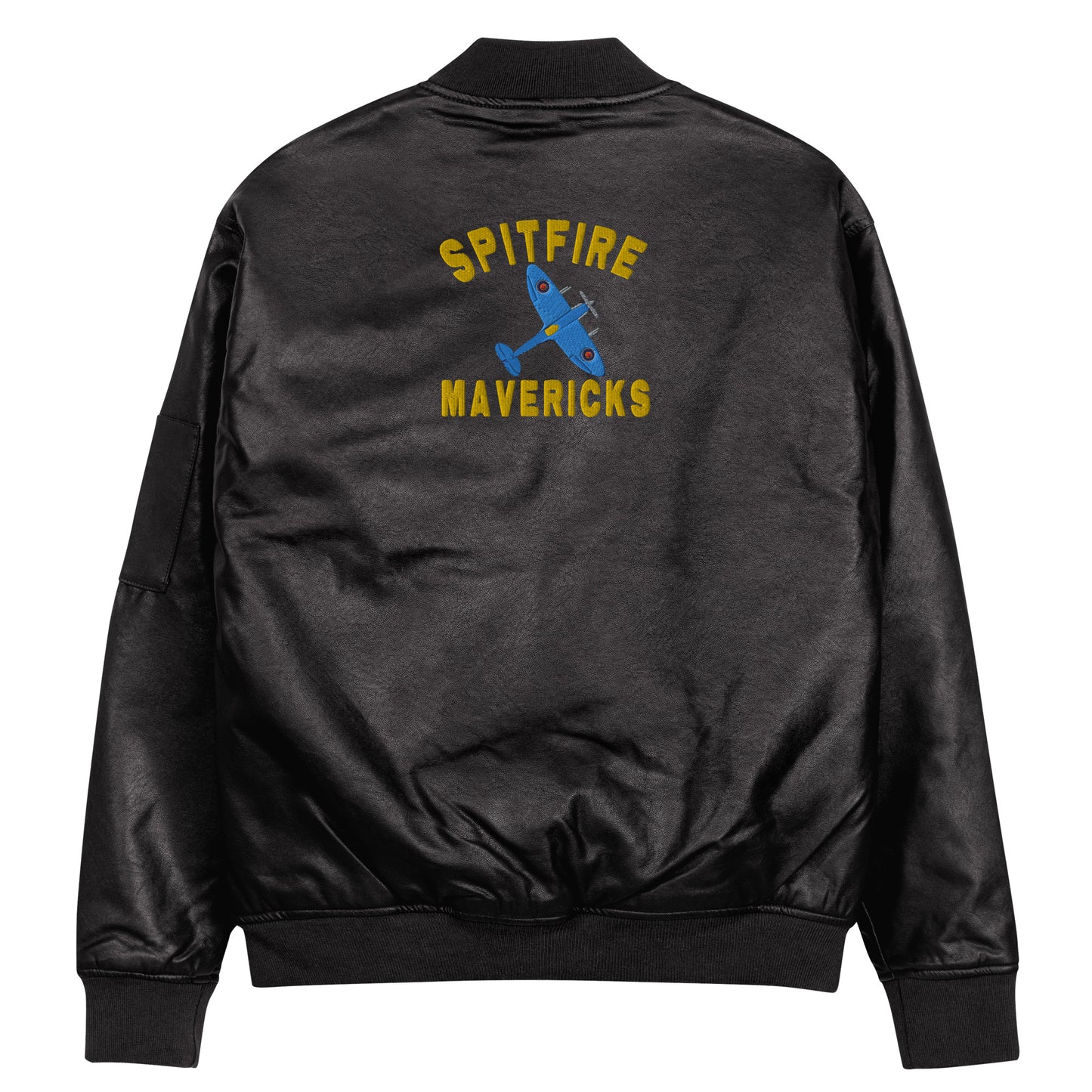 Spitfire Mavericks Leather Bomber Jacket BACK BADGE