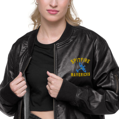 Spitfire Mavericks Leather Bomber Jacket  FRONT BADGE