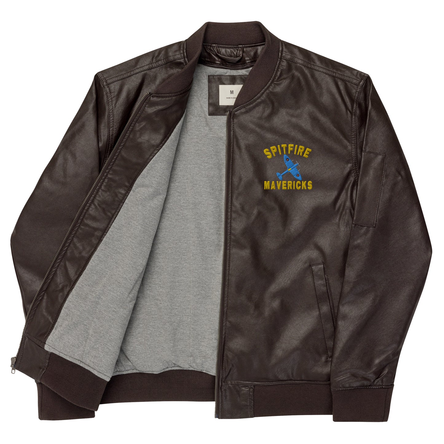 Spitfire Mavericks Leather Bomber Jacket  FRONT BADGE