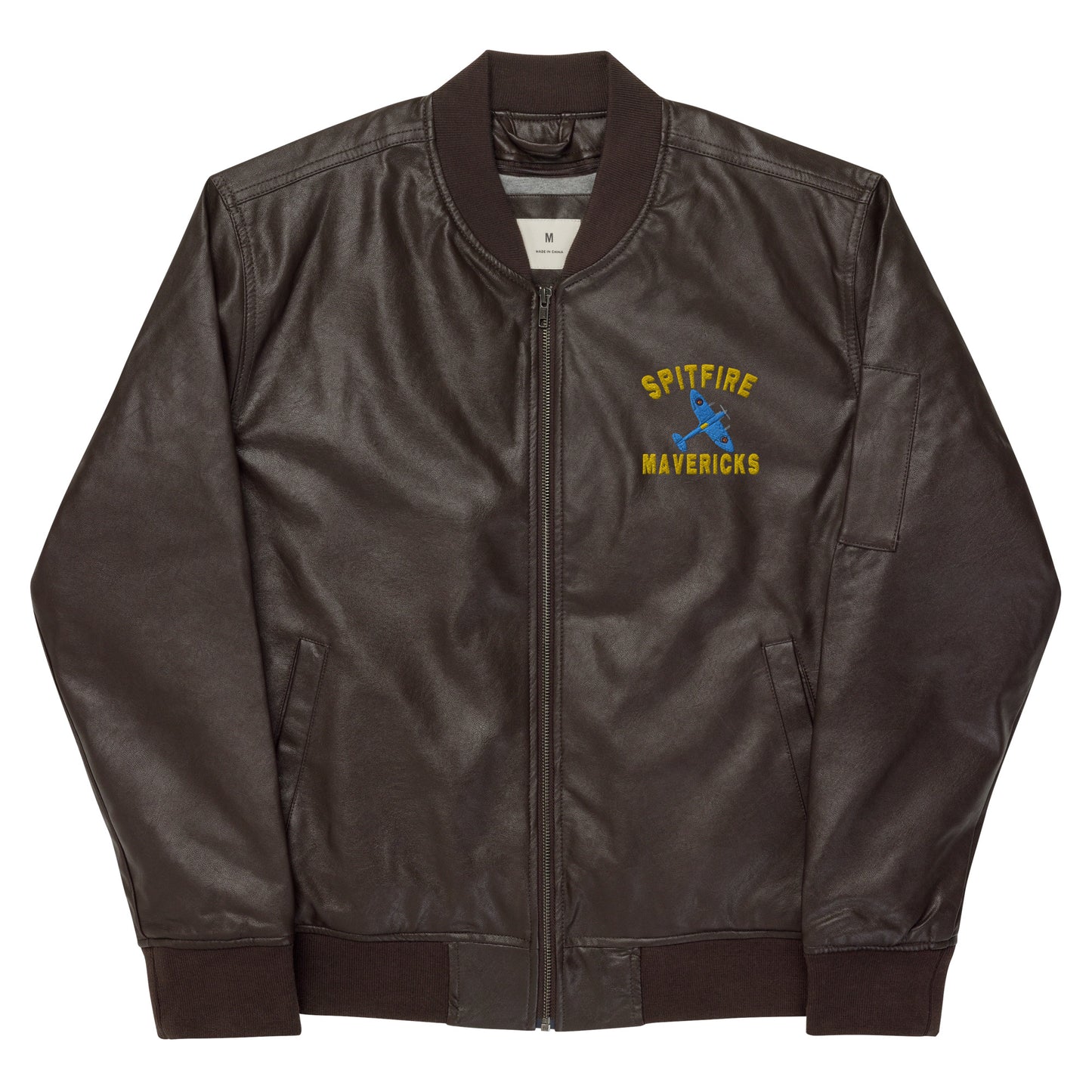 Spitfire Mavericks Leather Bomber Jacket  FRONT BADGE