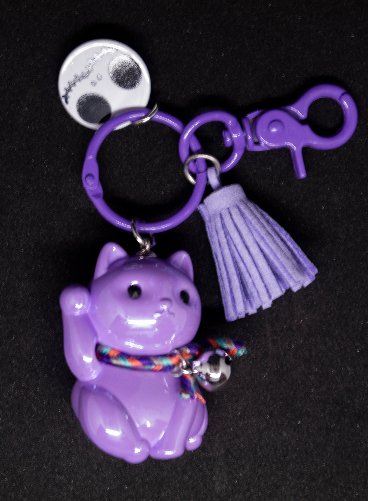Lucky Cat Purple Keyring