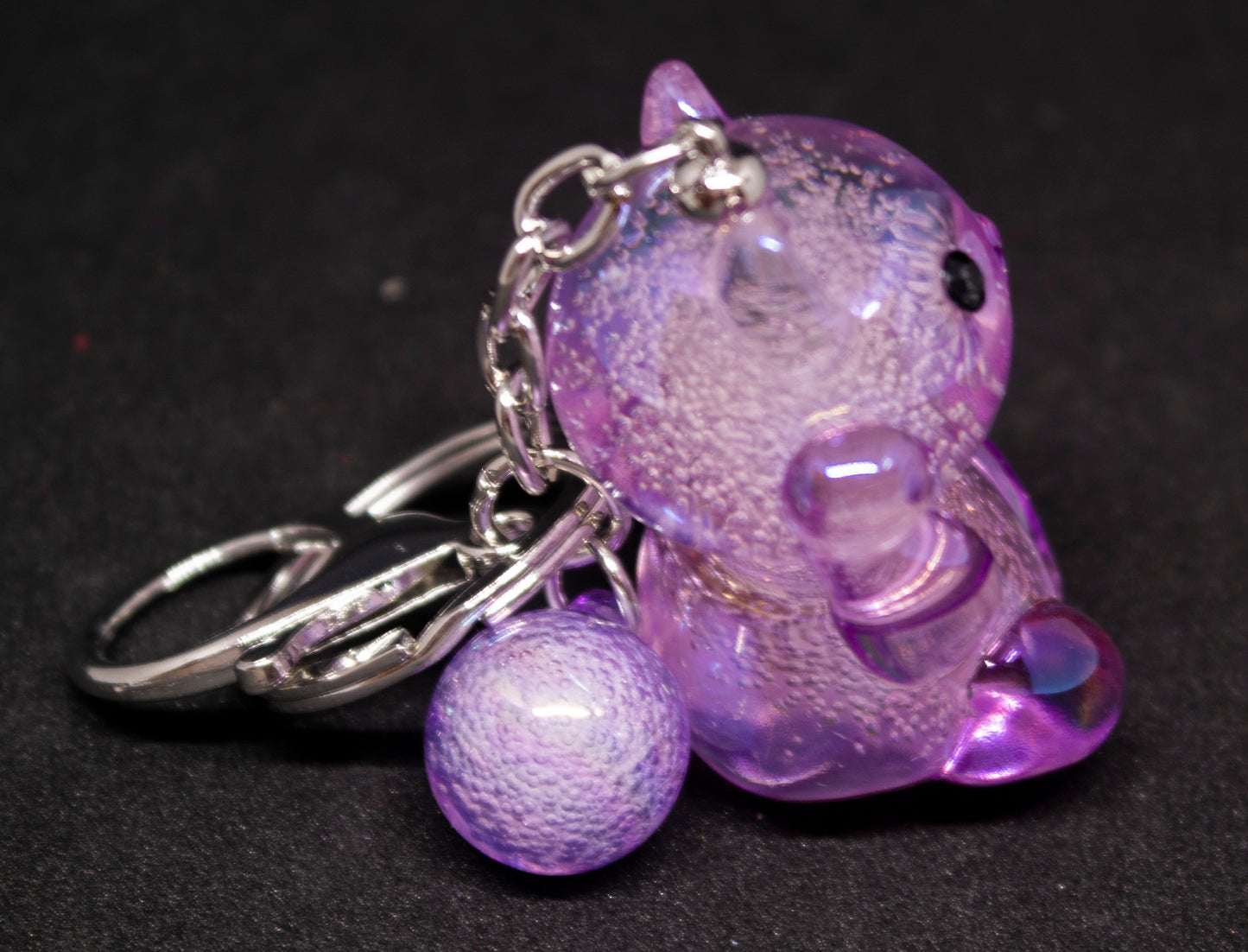 Lucky Cat Crystal Resin Keyring Purple