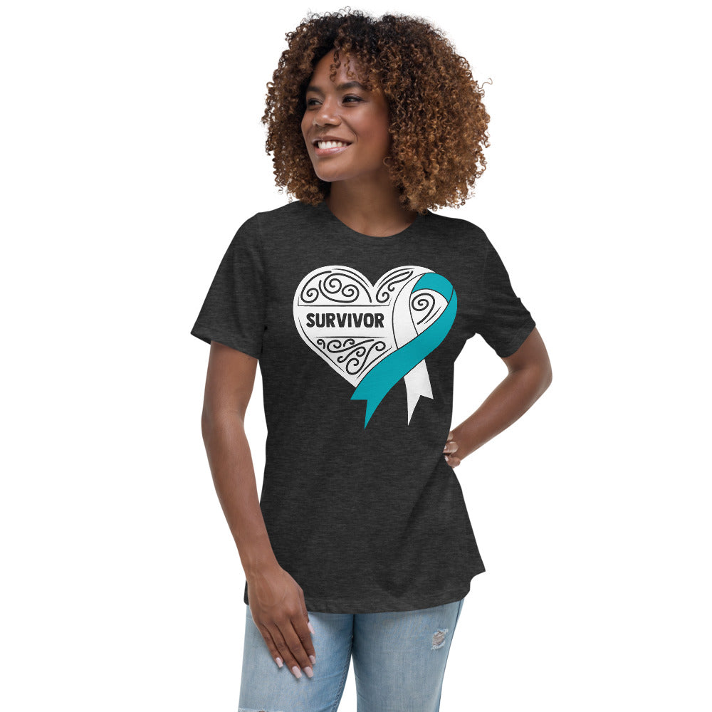 Survivor White Cervical Cancer -- Womens Relaxed T Shirt