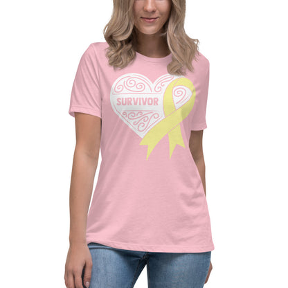 Survivor White Bone and Sarcoma Cancer -- Womens Relaxed T Shirt