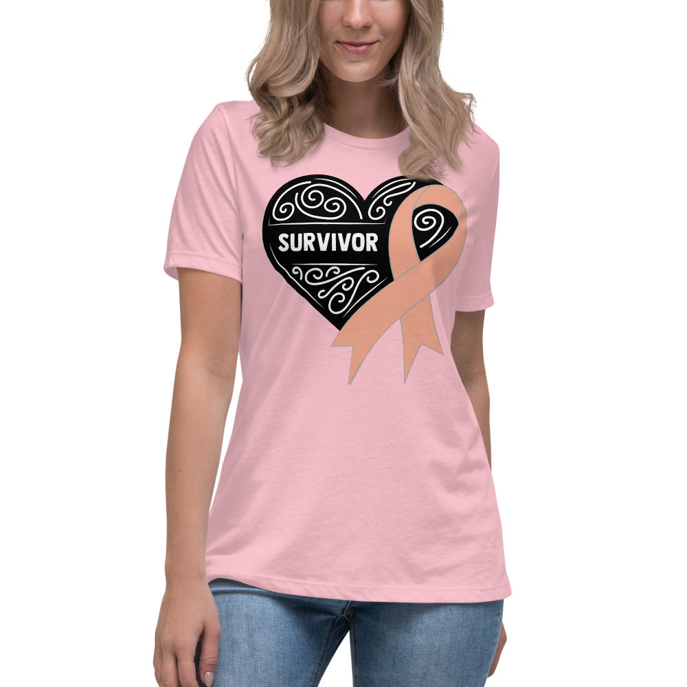 Survivor Black Uterine or Endometrial Cancer -- Womens Relaxed T Shirt