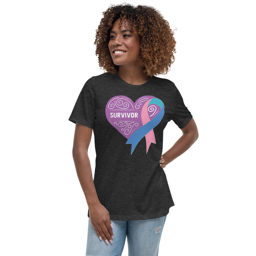 Survivor Lavender Thyroid Cancer -- Womens Relaxed T Shirt