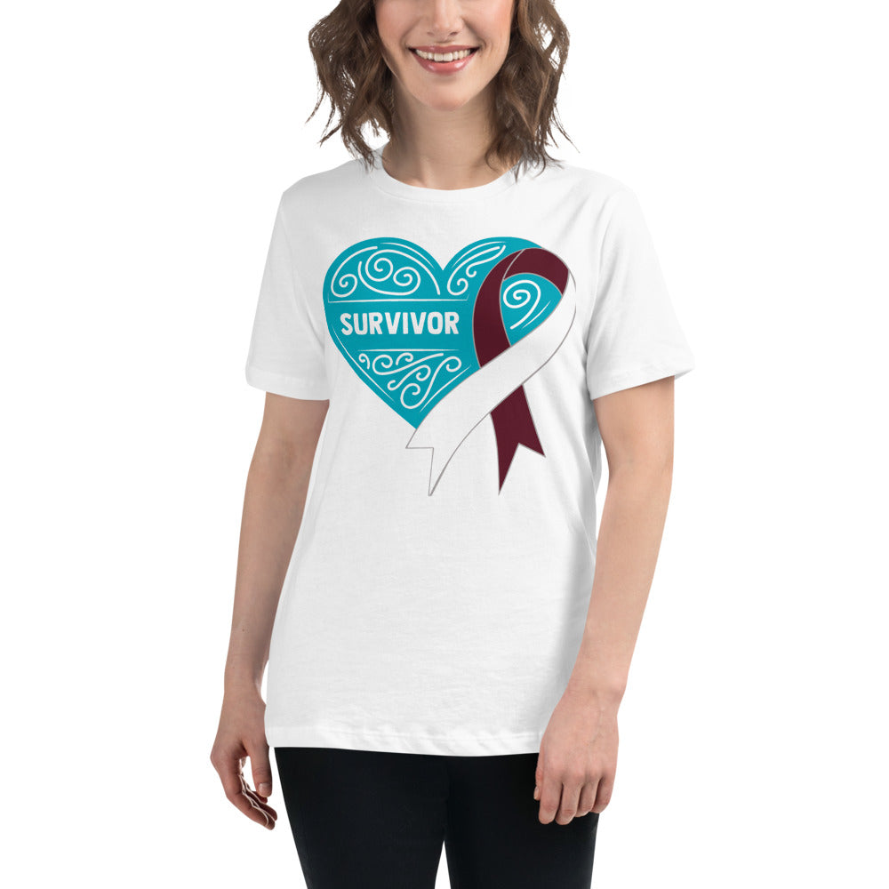 Survivor Teal Head and Neck Cancer -- Womens Relaxed T Shirt