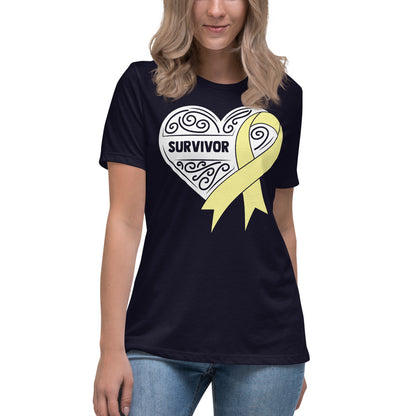 Survivor White Bone and Sarcoma Cancer -- Womens Relaxed T Shirt