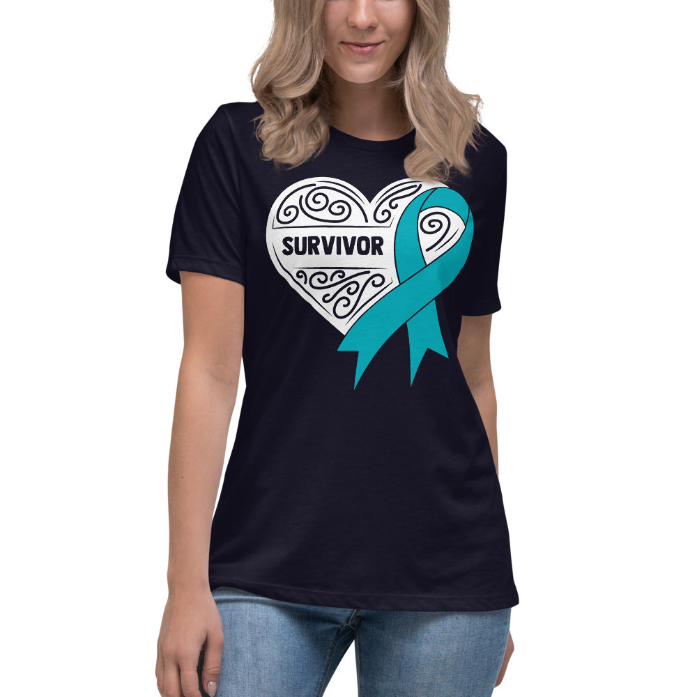 Survivor White Ovarian Cancer -- Womens Relaxed T Shirt