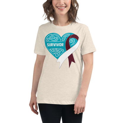 Survivor Teal Head and Neck Cancer -- Womens Relaxed T Shirt