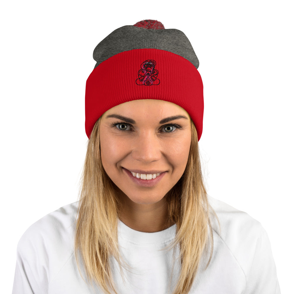 Breast Cancer Tiki - Pom-Pom Beanie