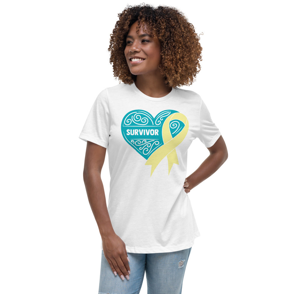 Survivor Teal Bone and Sarcoma Cancer -- Womens Relaxed T Shirt