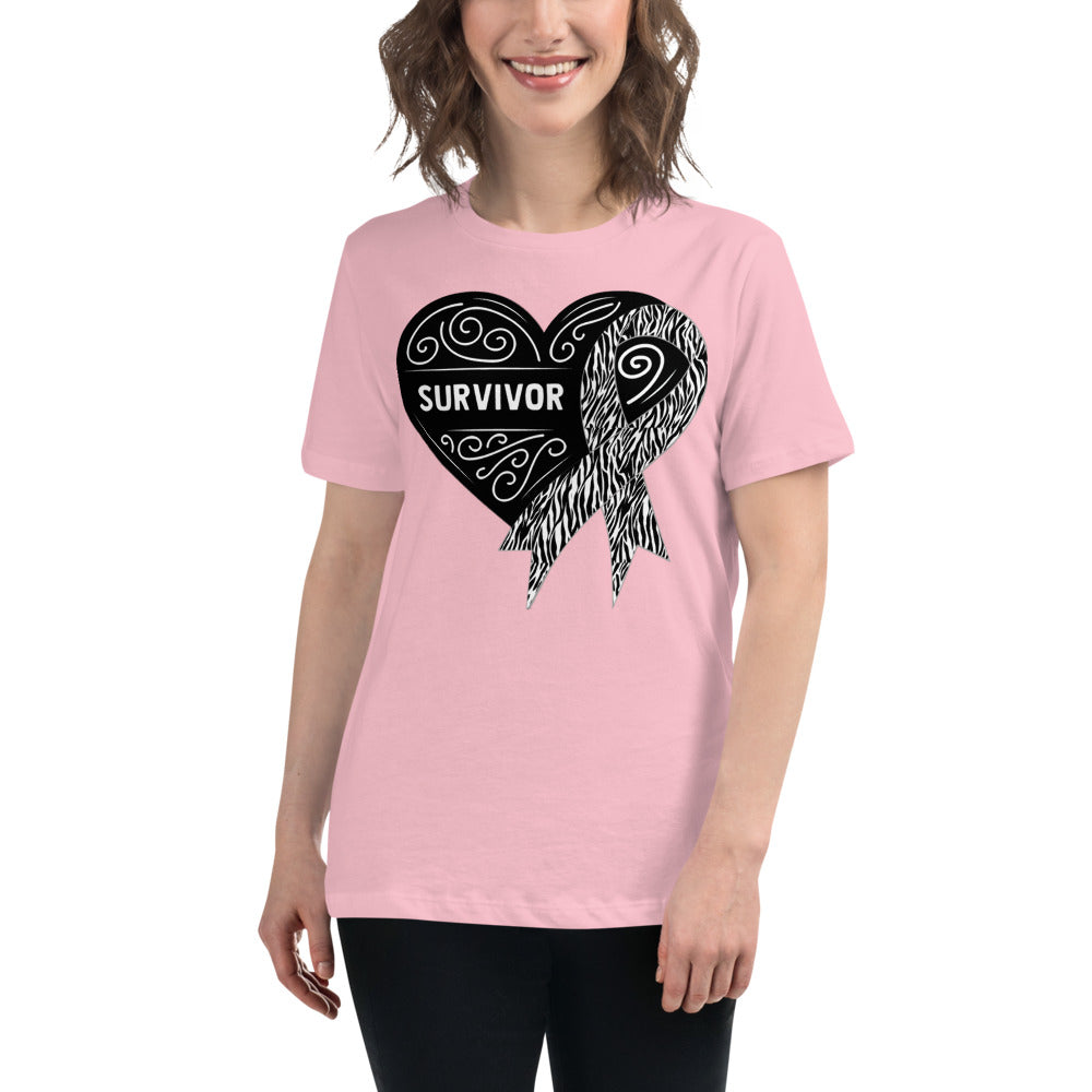 Survivor Black Carcanoid Cancer -- Womens Relaxed T Shirt