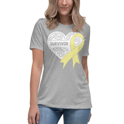 Survivor White Bone and Sarcoma Cancer -- Womens Relaxed T Shirt