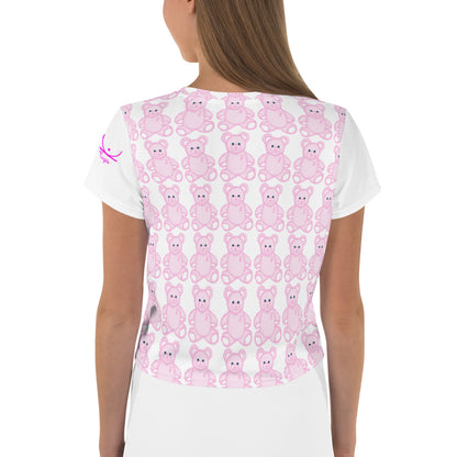 Pink Cancer Bear - All-Over Print Crop Tee