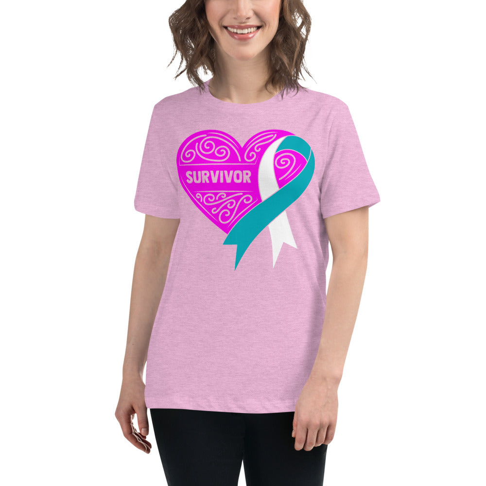 Survivor Pink Cervical Cancer -- Womens Relaxed T Shirt