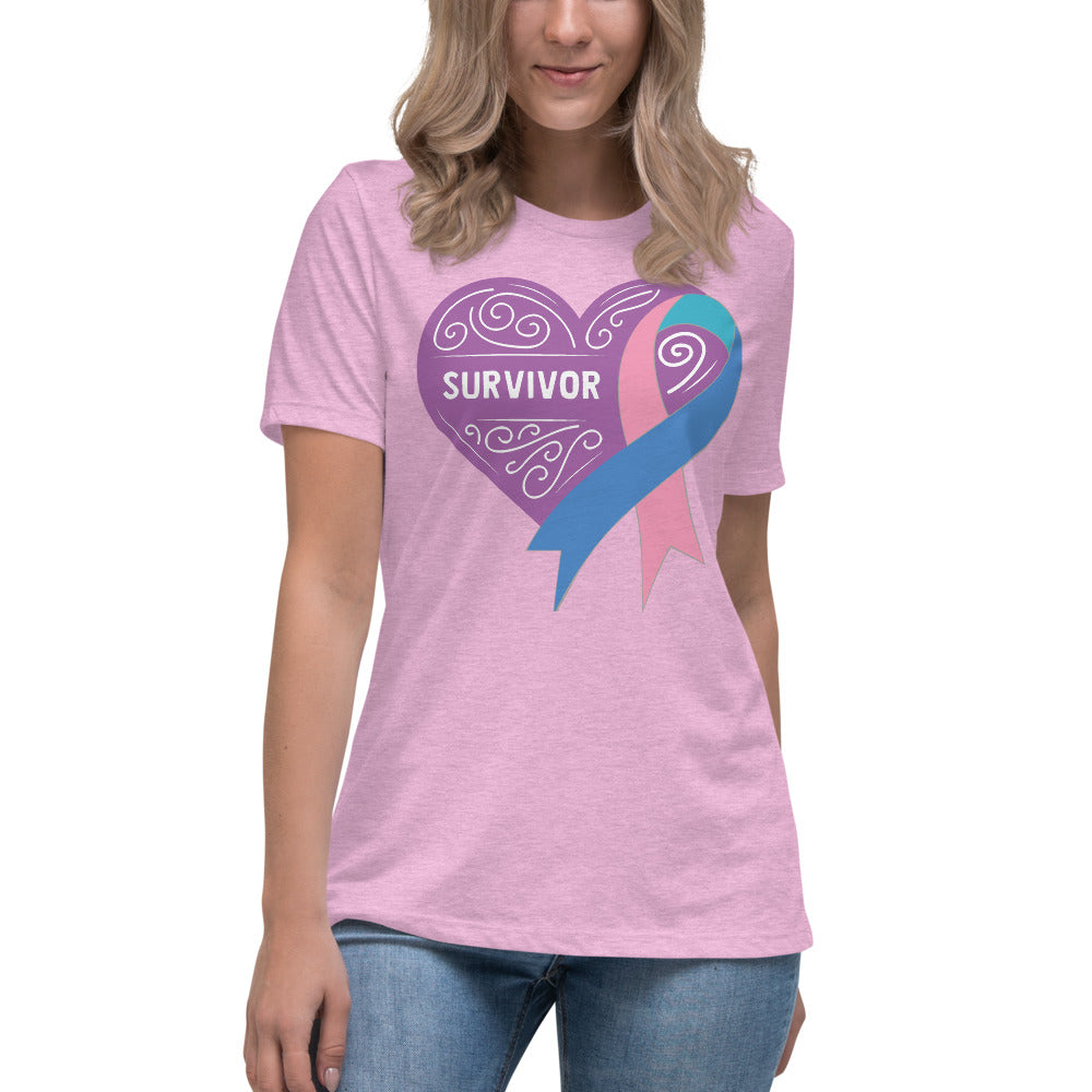 Survivor Lavender Thyroid Cancer -- Womens Relaxed T Shirt