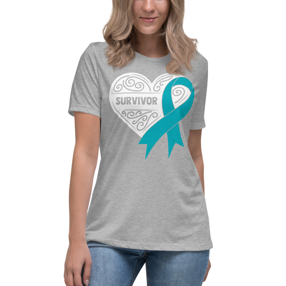 Survivor White Ovarian Cancer -- Womens Relaxed T Shirt