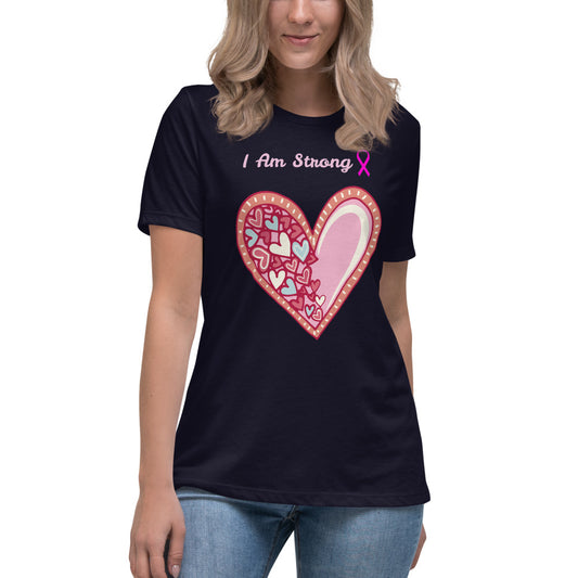 I am strong pink heart - Women's Relaxed T-Shirt