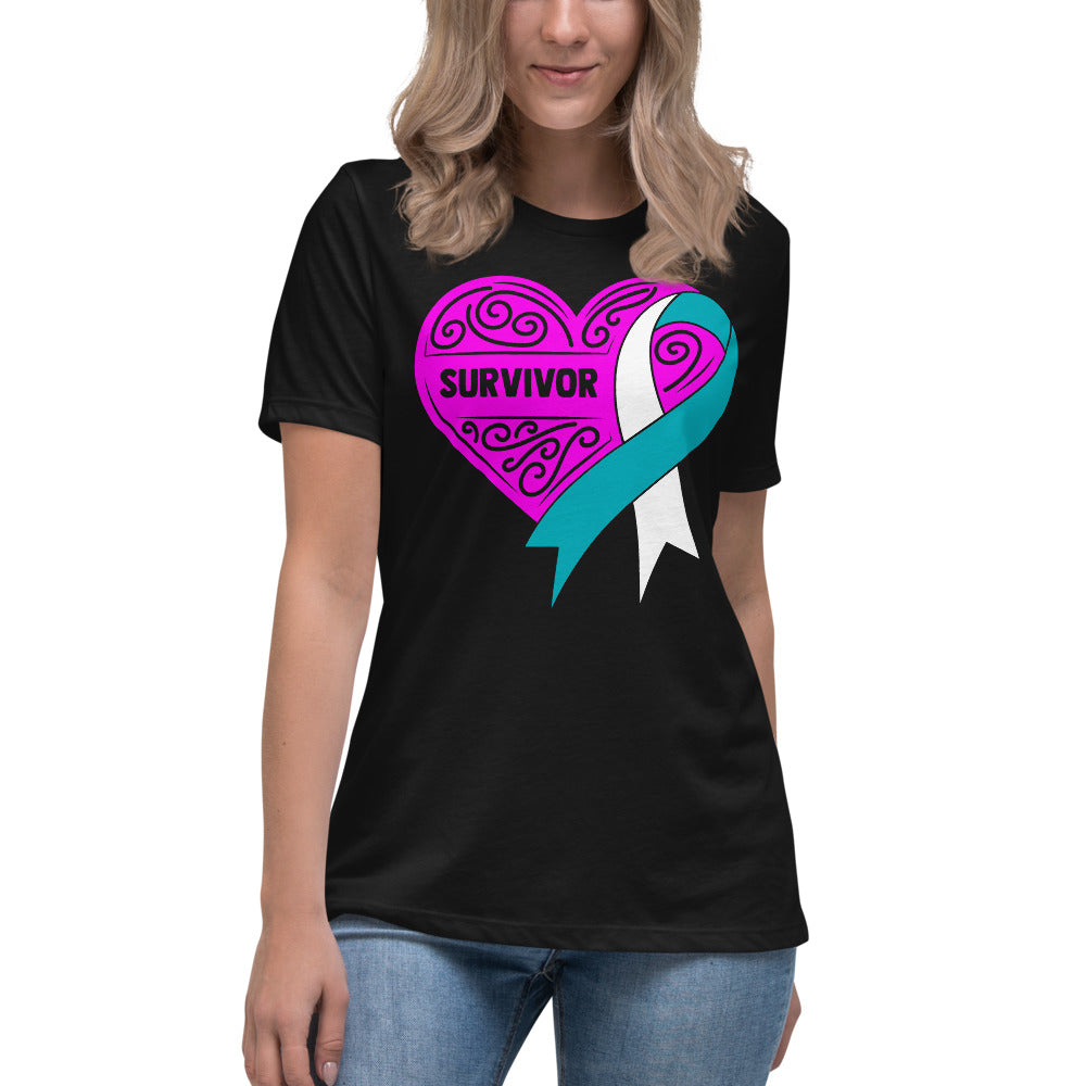 Survivor Pink Cervical Cancer -- Womens Relaxed T Shirt