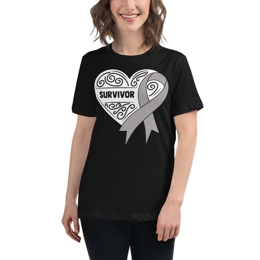 Survivor White Brain Cancer -- Womens Relaxed T Shirt