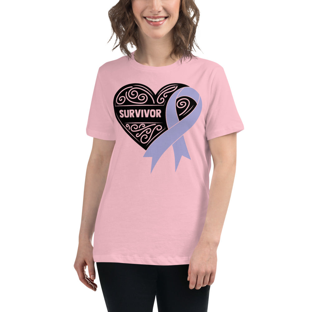 Survivor Black Stomach Cancer -- Womens Relaxed T Shirt