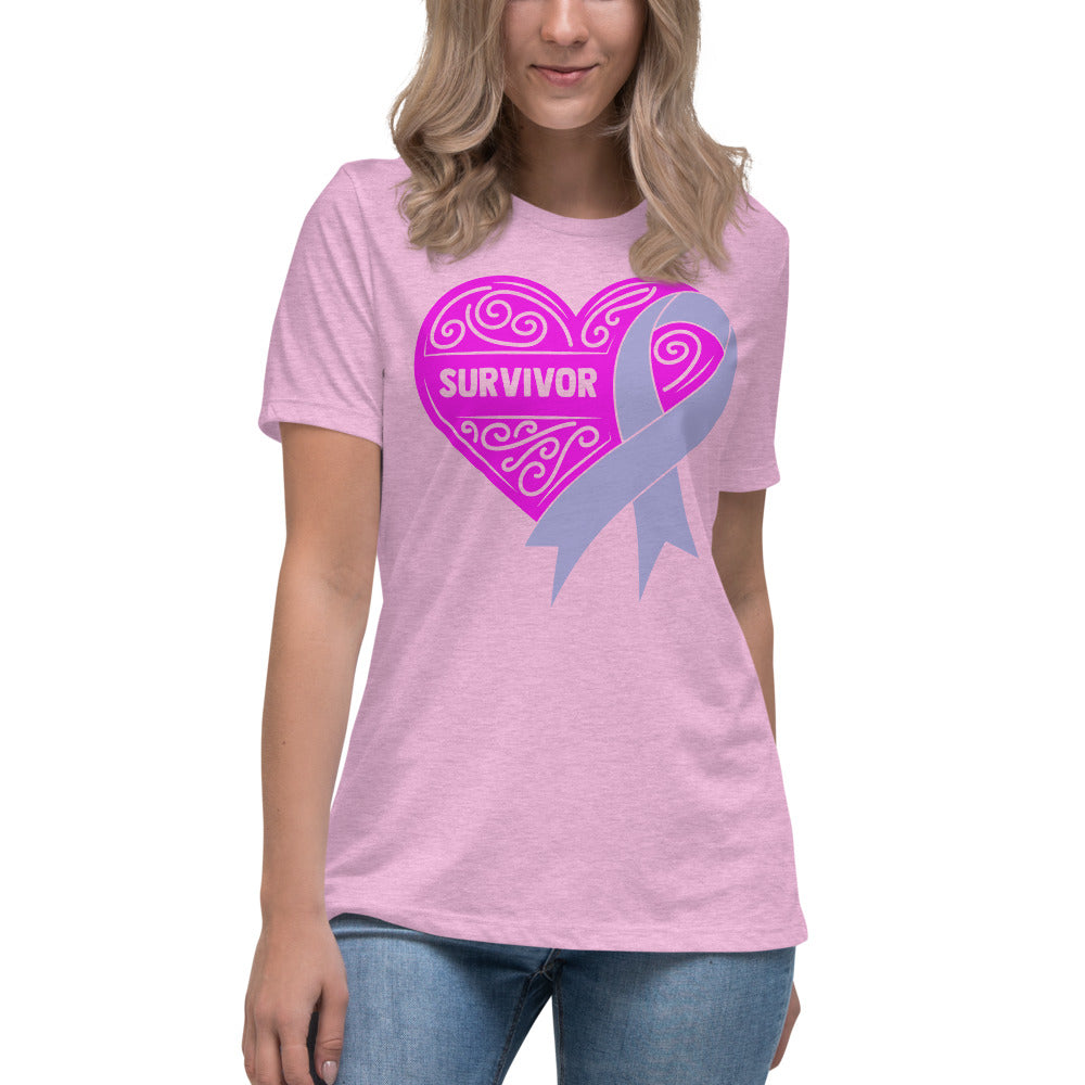 Survivor Pink Stomach Cancer -- Womens Relaxed T Shirt