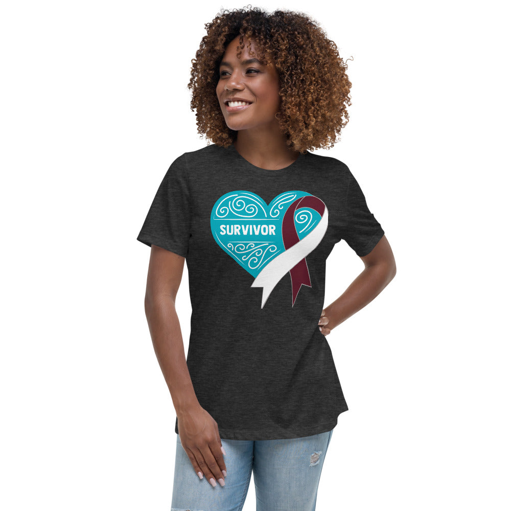 Survivor Teal Head and Neck Cancer -- Womens Relaxed T Shirt